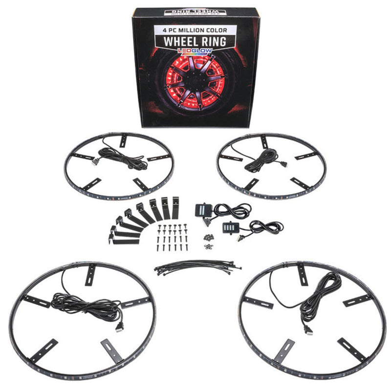 LEDGlow 4pc Million Color 15.5" Wheel Ring Lighting Add-On for Underbody Kits