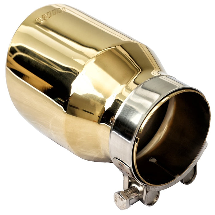 Mach-Speed Car Exhaust Tip Slant Cut Round Double Wall Miami Cuban Gold Bolt On