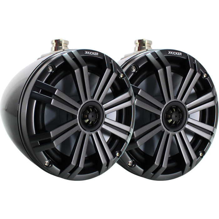 Kicker KMTC Series 8" 300W Marine Coaxial Black Tower System Speakers / 45KMTC8