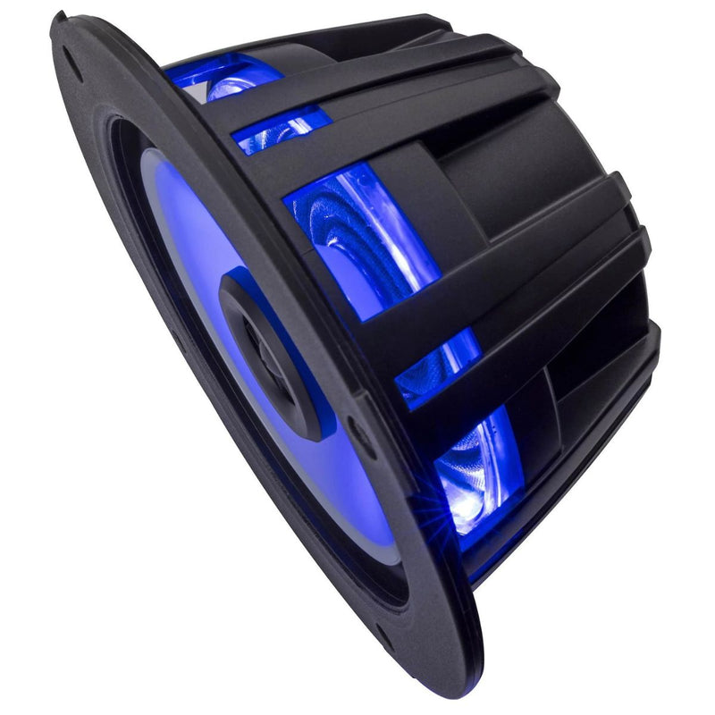6.5" 4-Ohm LED Thin-Mount Coaxial Speakers Kicker REAL MARINE Technology KM614FL