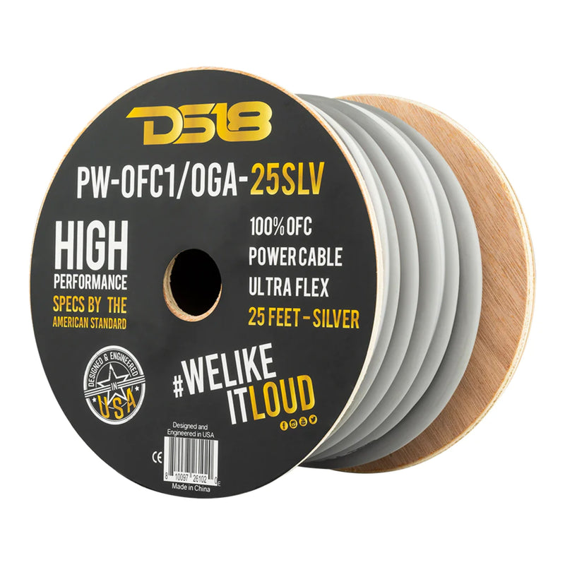 DS18 Ultra Flex 100% OFC 0GA Ground Power Wire Silver Lot Cut By The Foot