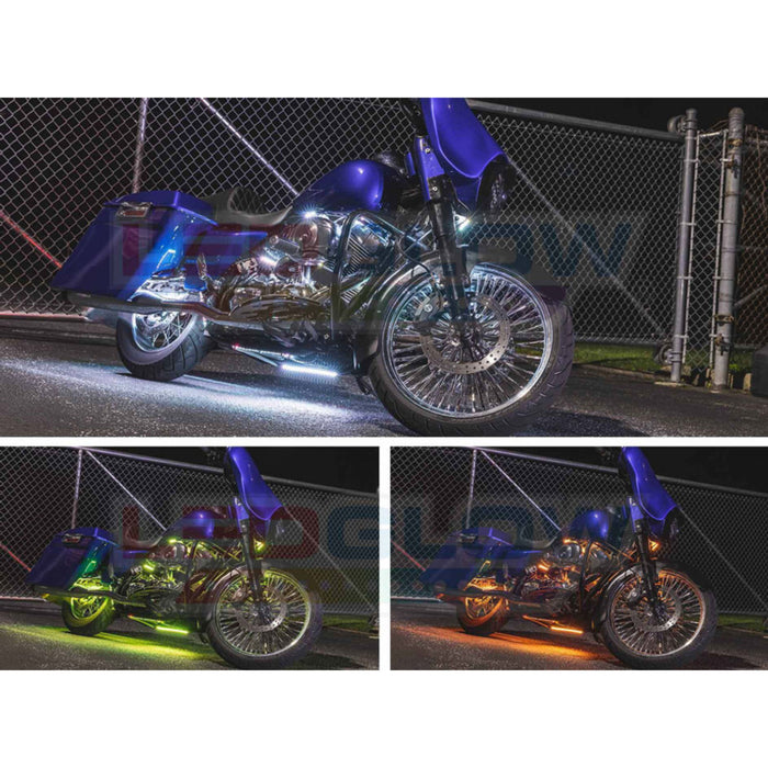 LEDGlow 6pc Multi-Color Motorcycle Underglow Light Kit Flexible LED Light Strips