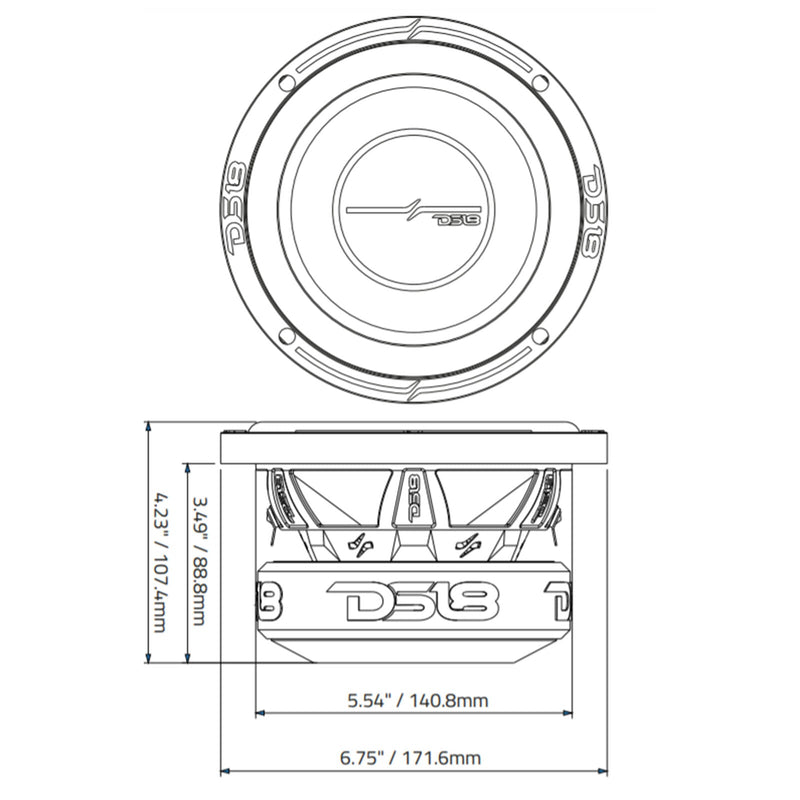 DS18 6.5" 300W RMS Dual 4-Ohm Car Subwoofer Elite-Z ZR6.4D