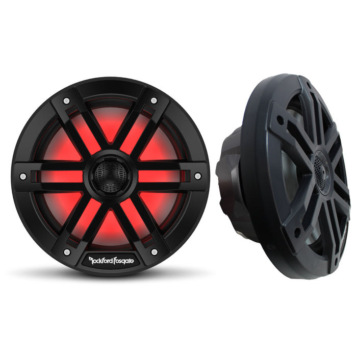 Pair of Rockford Fosgate 8" Black 1200W 4 Ohm Color Optix Marine 2-Way M1-8B