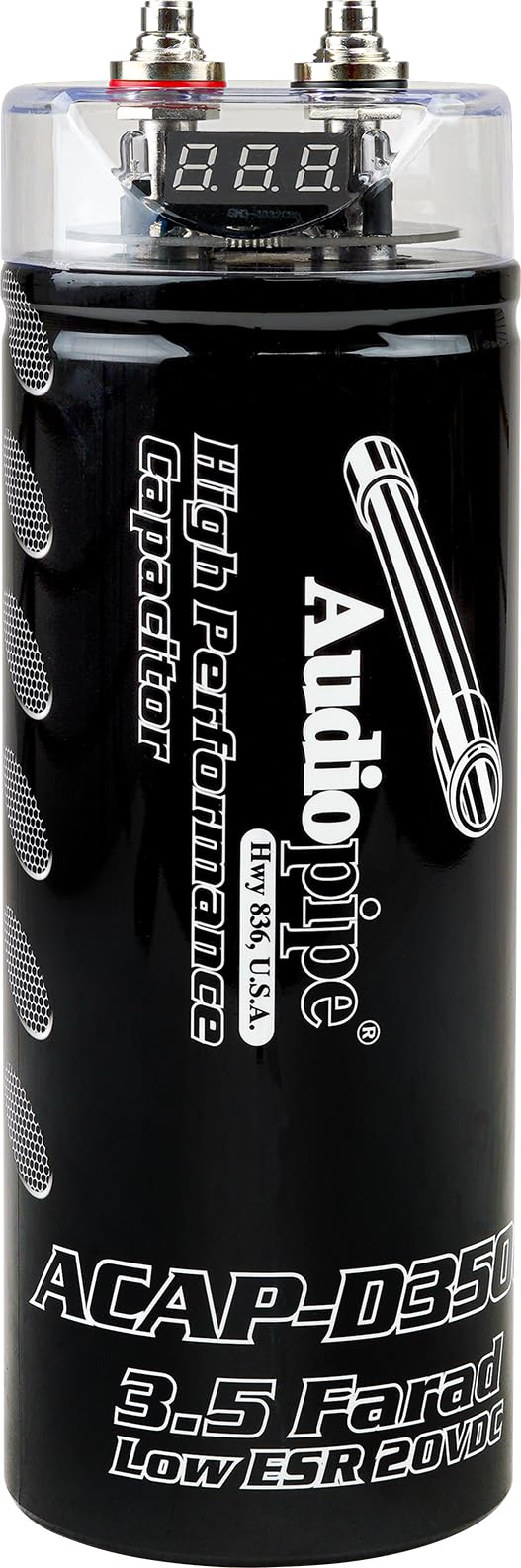 Audiopipe 3.5 Farad Capacitor w/ Digital Display & Status Indicator ACAP-D3500