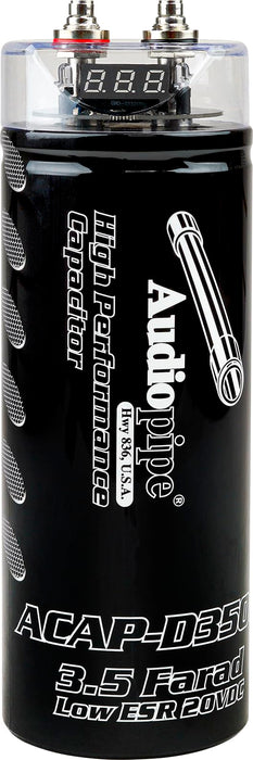 Audiopipe 3.5 Farad Capacitor w/ Digital Display & Status Indicator ACAP-D3500