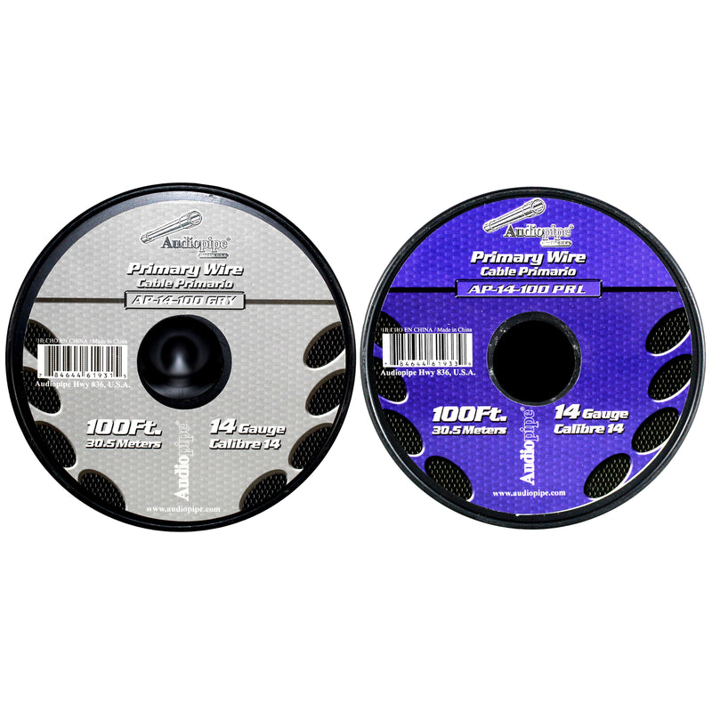 14 GA 100 FT Purple Gray Stranded Spools of CCA Primary Power Ground  Wire Cable