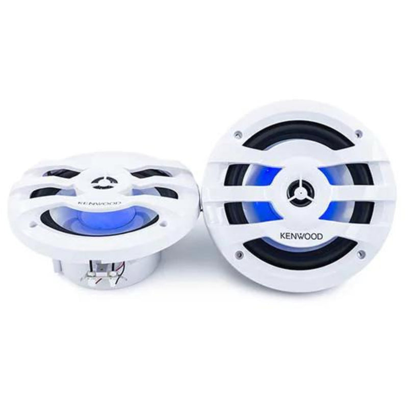 Pair of 6.5" 2-way 4 Ohm 75W Marine Speakers w/Built-in LED Lights (White)
