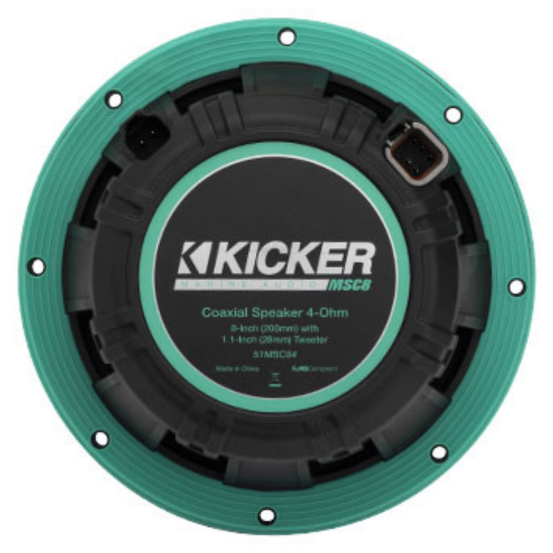 8" 400 Watt Peak 4 Ohm Marine LED Coaxial Speakers KICKER MSC8