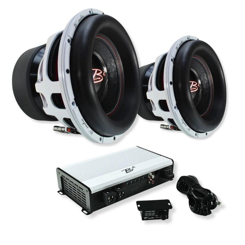 Dual B2 Audio RAGE12-D1-V4 12" 4000W RMS Subs with RAGE 3500 Amp