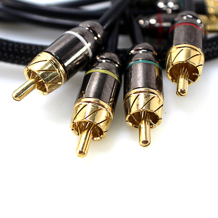 Full Tilt Audio HQ 3 Foot 4 Channel Gold Tip Interconnect RCA Cable FT-RC3.0-4CH
