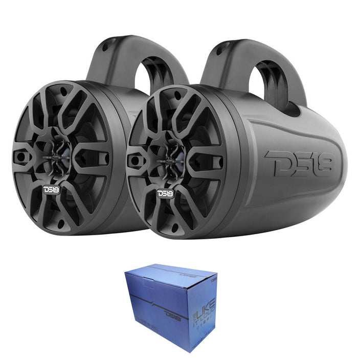 DS18 HYDRO 4" 240 Watts 4 Ohm Bluetooth Black Amplified Wakeboard Tower Speakers