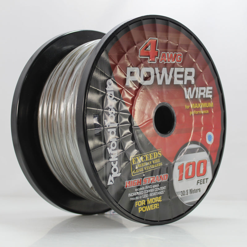 Rockford 1/0 AWG Pure Crystal-OFC Frosted Red/Black Power Ground Wire 25FT Cuts