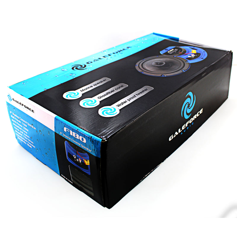 Motorcycle/Marine 8" Hybrid 4-Ohm 110W RMS Midrange Galeforce F1 Speakers Pair