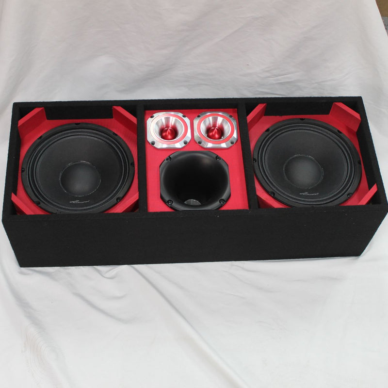 Red Loaded Speaker Box w/ 2x 10" Woofers, 6x 6" Drivers, 4x 4" Tweeters OPEN BOX