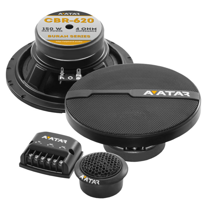 Avatar CBR-620 6.5" 75W RMS 4 Ohm 2-Way Component Speaker Series Buran Series