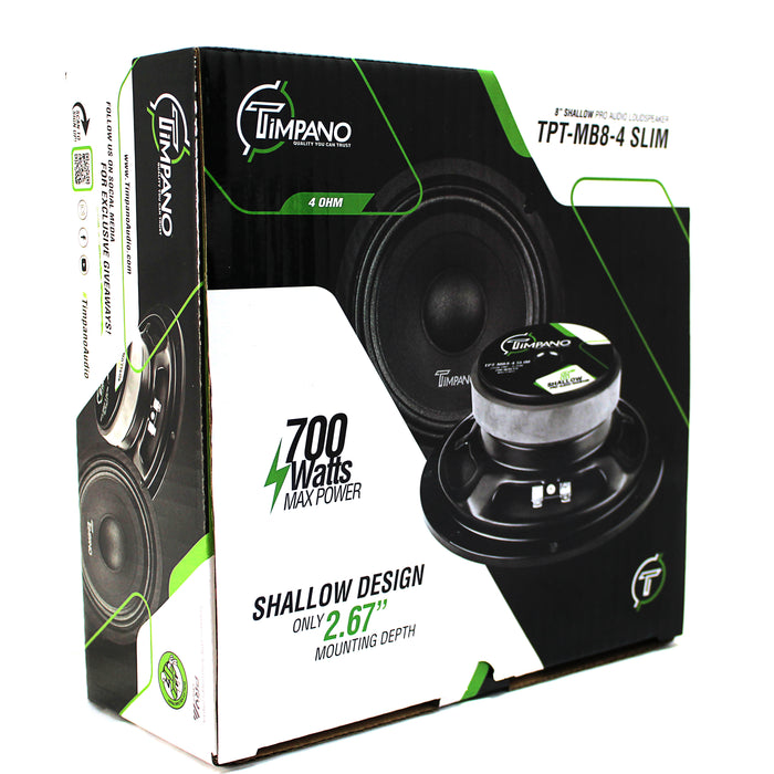 Timpano 8 inch 700W 4 Ohm Mid Bass Shallow Mount Pro Audio Loudspeaker
