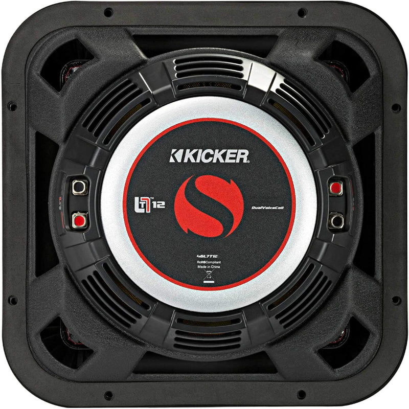 Kicker 12" 600W RMS Dual 4 Ohm L7T Shallow-Mount Solo-Baric Subwoofer 46L7T124