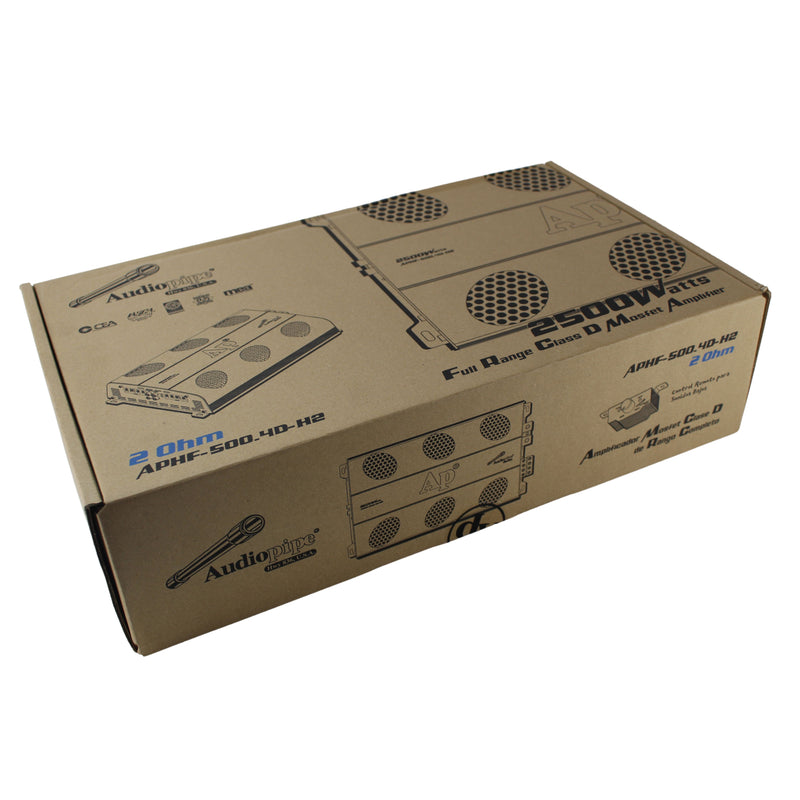 Audiopipe 2500W 4-Channel 2 Ohm Class D Brazilian Style Amplifier APHF-500.4D-H2