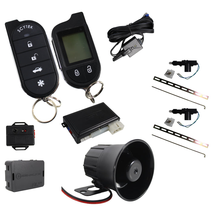 A4.2W Car Alarm Security System with Siren, Keyless Entry 2-Way LCD Remote Start