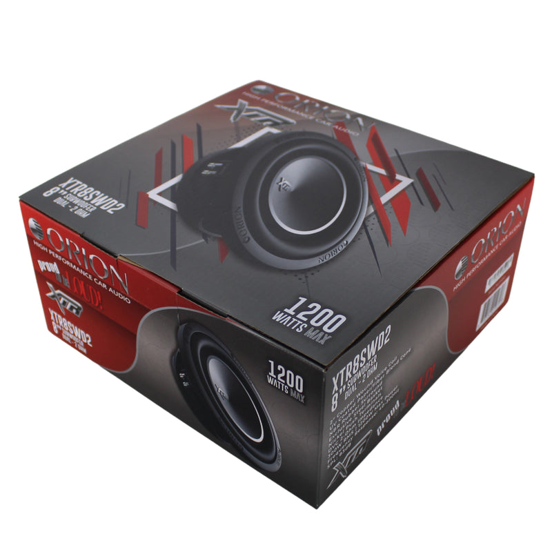 8" DUAL 2 Ohm 300W RMS UV Coated Shallow Subwoofer XTR Series