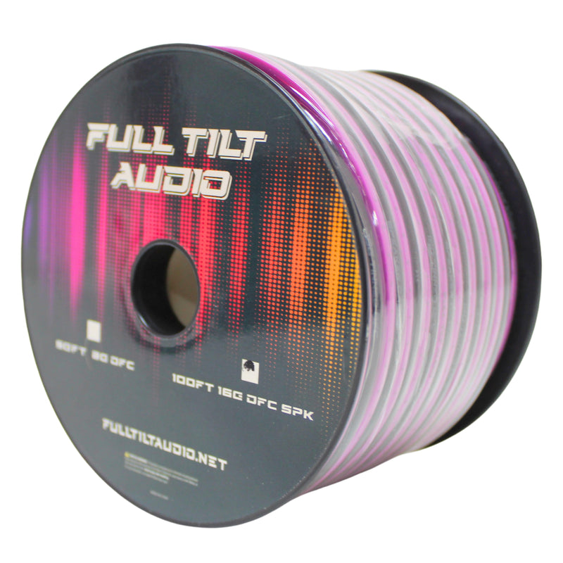Full Tilt Audio 16 GA Tinned OFC Speaker Wire Pink/Black Lot Cut By The Foot