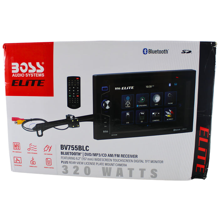 BOSS 6.2" TS 2-Din Radio w/ Bluetooth, DVD/CD/USB Rear Camera & Remote OPEN BOX
