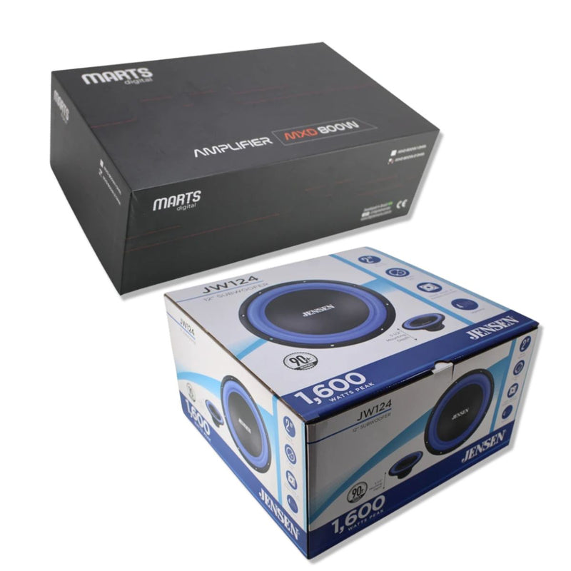 Jensen JW124 12" 400W RMS 4 Ohm Sub + Marts MXD-800-2-V2 Amplifier