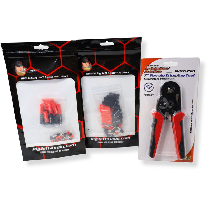 Tin-Plated Copper 10 & 12 AWG Ferrule Kit with Heat Shrink & Crimping Tool, 40 Pieces