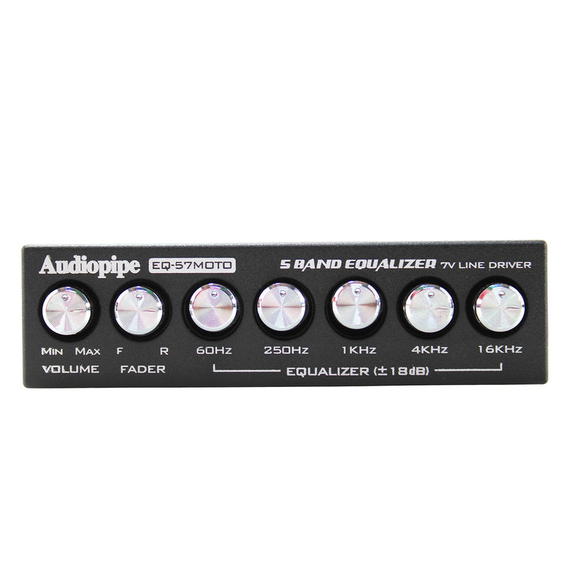 Audiopipe 5 Band 7 Volt Half-Din Line Driver Graphic Equalizer Black EQ-57MOTO