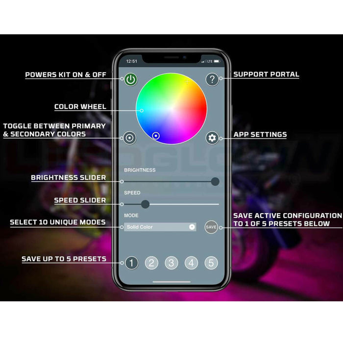 LEDGlow Slingshot Advanced Million Color LED Light Kit with Smartphone Control