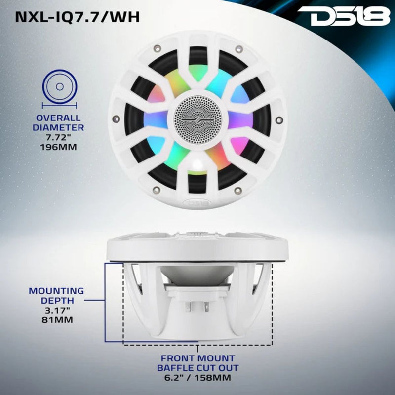 7.7” IP65 175W RMS Bullet Tweeter Marine Speaker Pair Digital LED DS18 NXL-IQ7.7