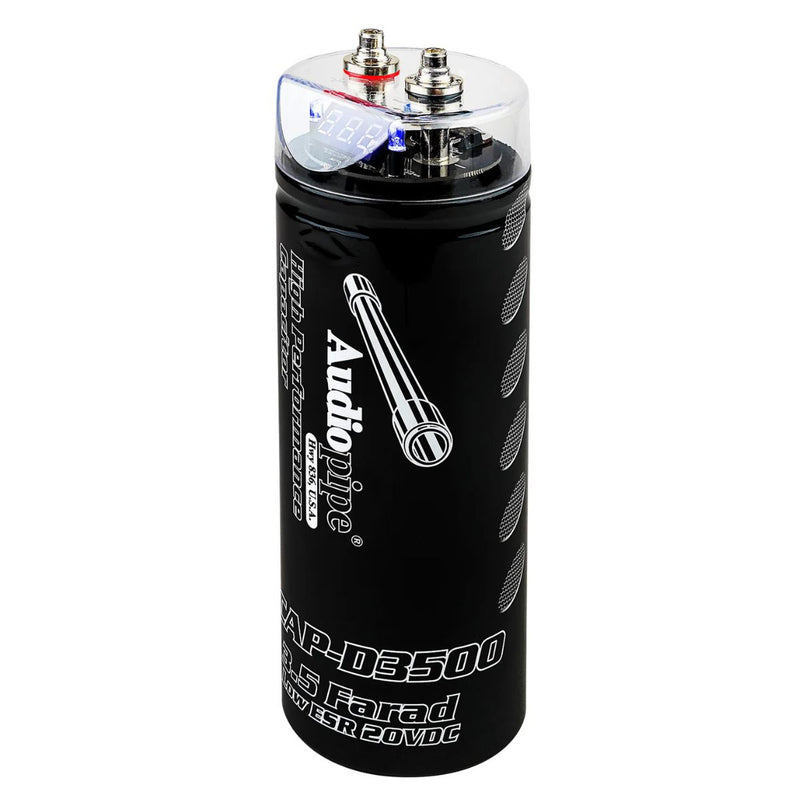 Audiopipe 3.5 Farad Capacitor w/ Digital Display & Status Indicator ACAP-D3500