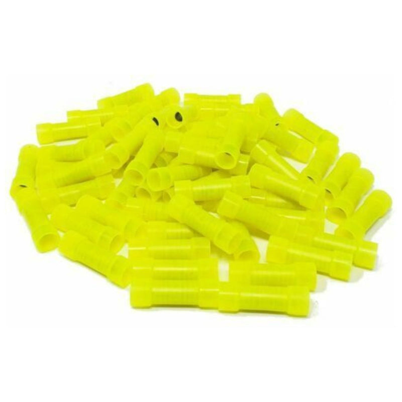Install Bay Yellow Nylon Butt Crimping Connectors 100 Pack 10-12 Ga YNBC