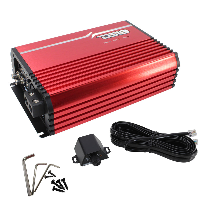 DS18 FRP Monoblock 2500W 1-Ohm Full-Range Class-D Compact Red Amplifier