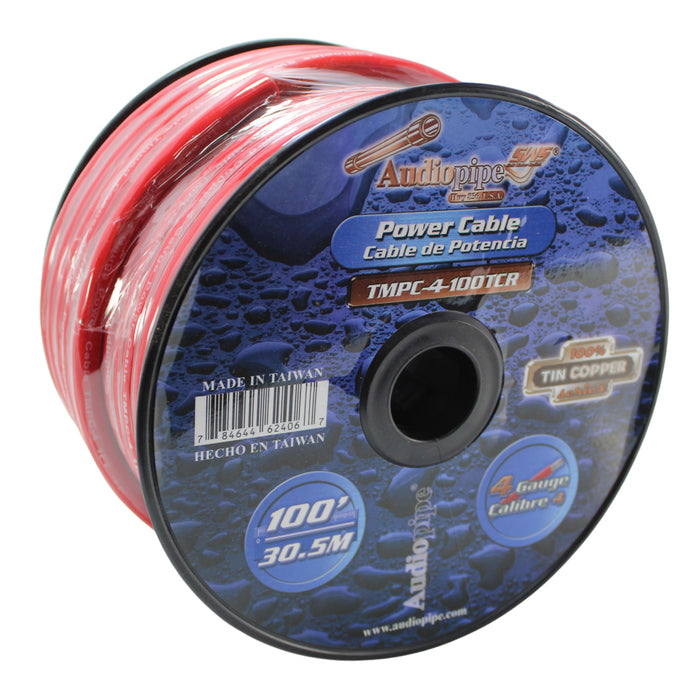 Audiopipe 4 GA Stranded OFC Tinned Copper Marine Power/Ground Wire Red Lot