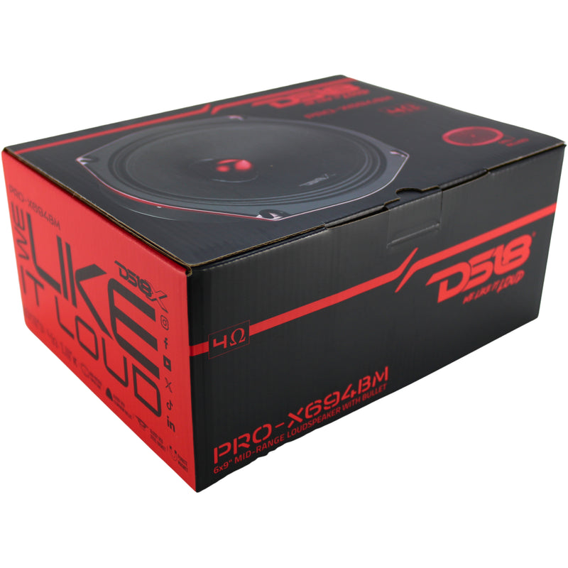 Pair Of DS18 PRO-X694BM 6x9" 800W Midrange Speakers - 4 Ohm Car Audio Mid Bass Loud Speakers