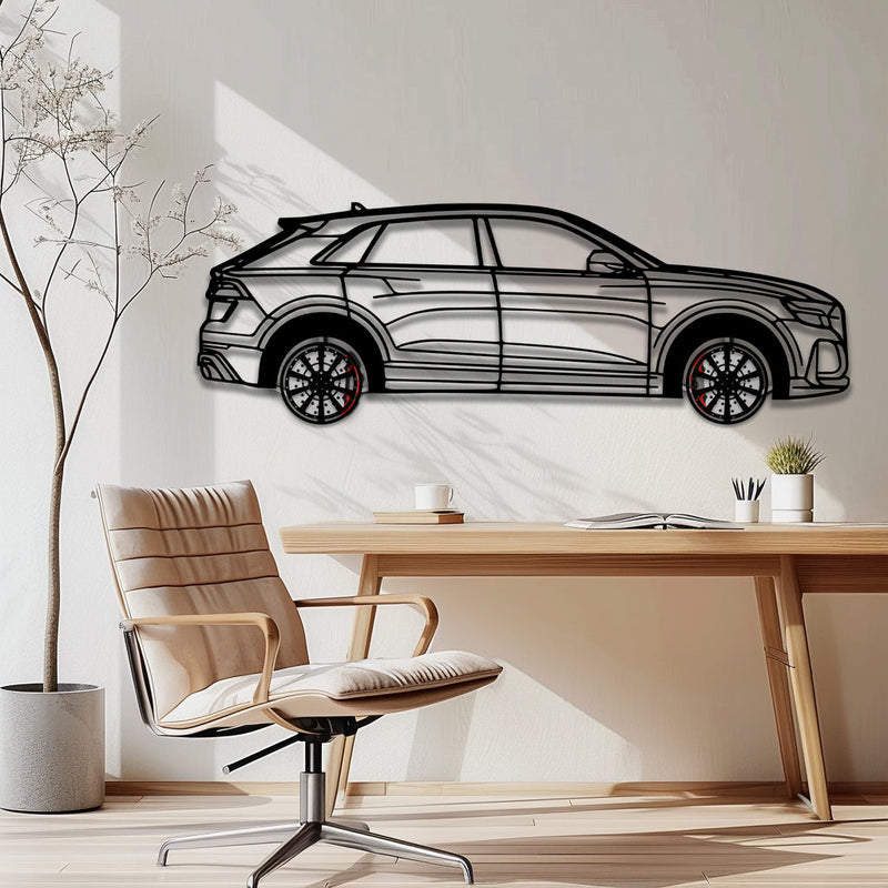 Audi Q8 Metal Car Wall Art with Rotating Wheels - Handmade Luxury SUV Silhouette Decor - Automotive Wall Art for Petrolheads - KAFMEKA095