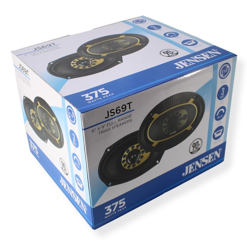 Pair of 6" x 9" 75 Watt RMS 4-Ohms Jensen JS69T Full Range 3-Way Speakers