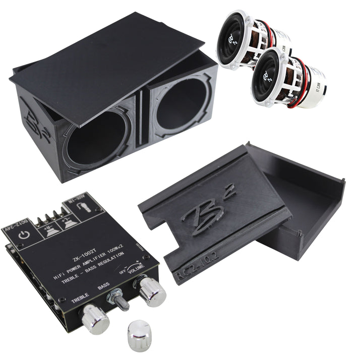 B2 Audio RC2 2" RC Car Subwoofer w/ Bluetooth Chip Amp & Dual Vented Box