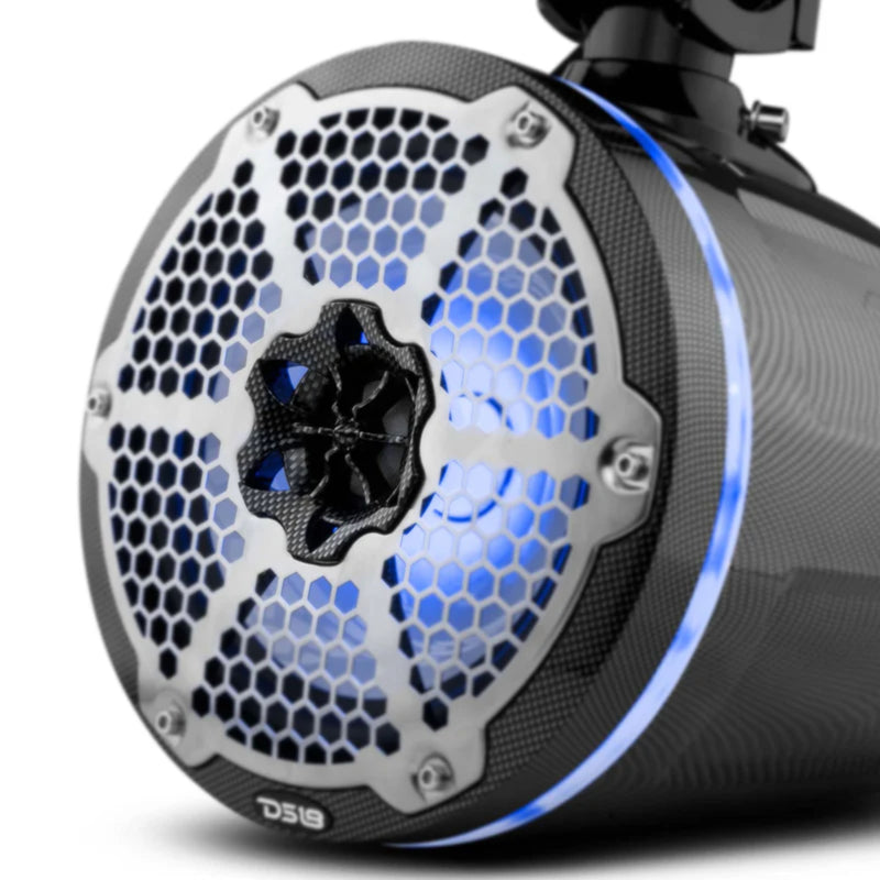 DS18 Pair of 8" 125 Watt RMS 4-Ohm Marine Tower Speakers W/ LED RGB Lights