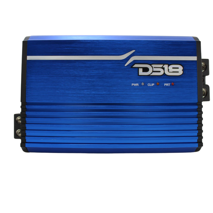 DS18 FRP Monoblock 2500W 1-Ohm Full-Range Class-D Compact Blue Amplifier