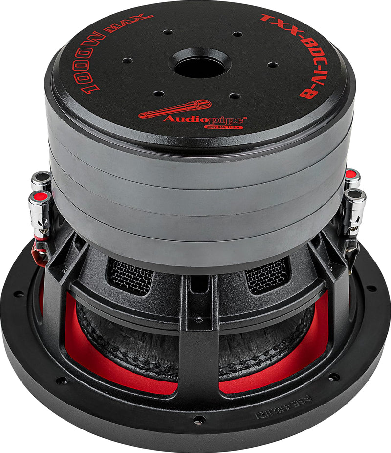 Audiopipe 8" 1000W Max Dual Voice Coil 4 Ohm Quad Stack Magnet Subwoofer