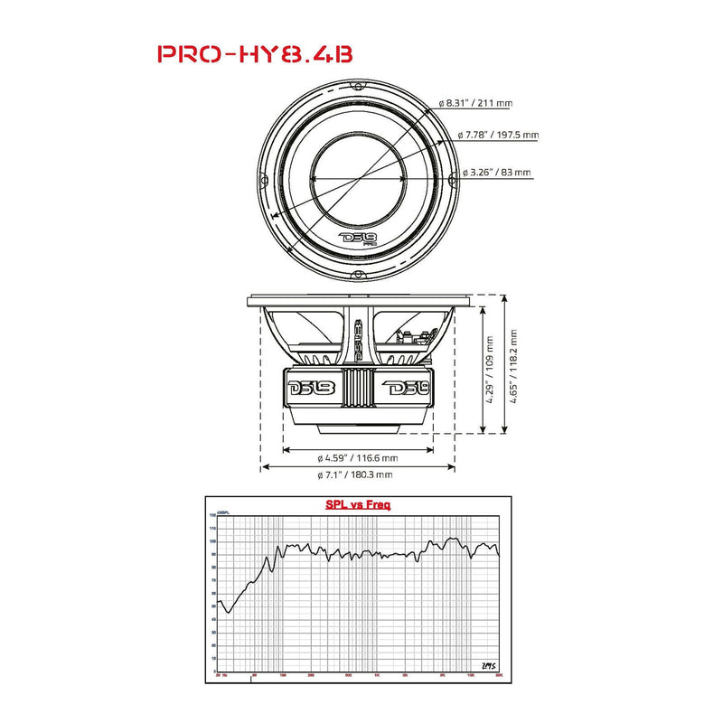 DS18 Marine / Motorcycle 8" Mid-Range Loudspeaker 500 Watt 4 Ohm Built-in Driver
