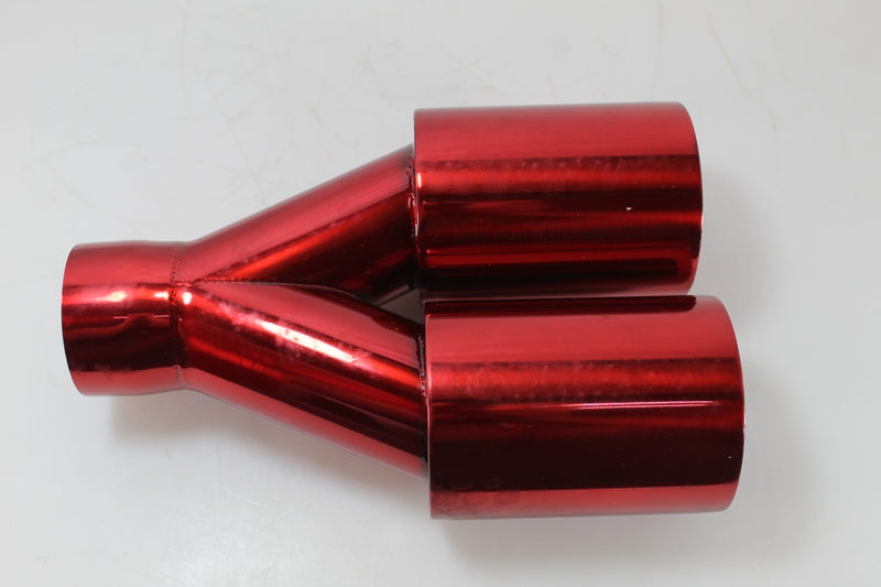 Dual Muffler/Exhaust Tip Straight Cut Double Wall Powdered Coat Red OPEN BOX