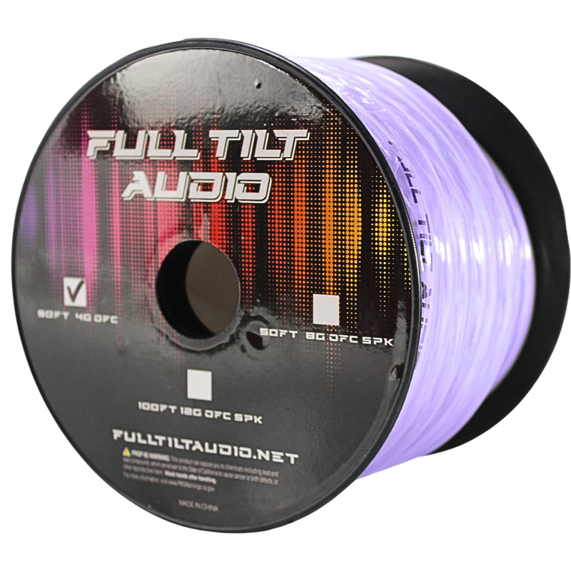 Full Tilt Audio 4 GA Tinned OFC Power/Ground Wire Purple Lot Cut By The Foot