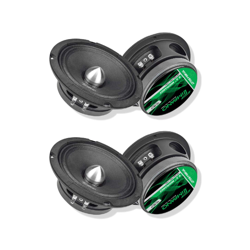2 Pair Timpano 6.5" Bullet Midrange Loud Speakers 2000W 4 Ohm TPT-MR6-4-BULLET