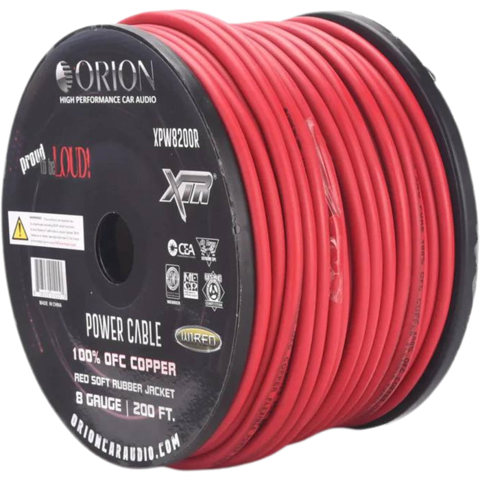 8-Gauge 100% OFC 200ft Wire Roll - Red ORION XTR PRO Series / XPW8200R