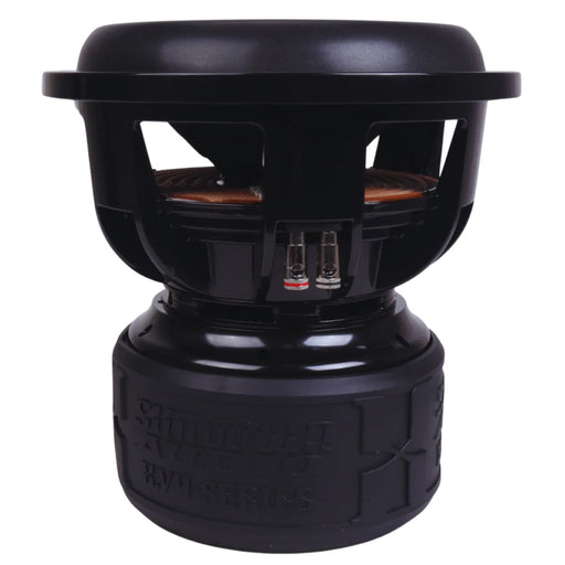 Sundown Audio XV4 12 inch subwoofer delivers 3000 watts RMS with 30mm Xmax, Xv4 coil technology, and extreme bass output for high power systems. Subwoofer Side View