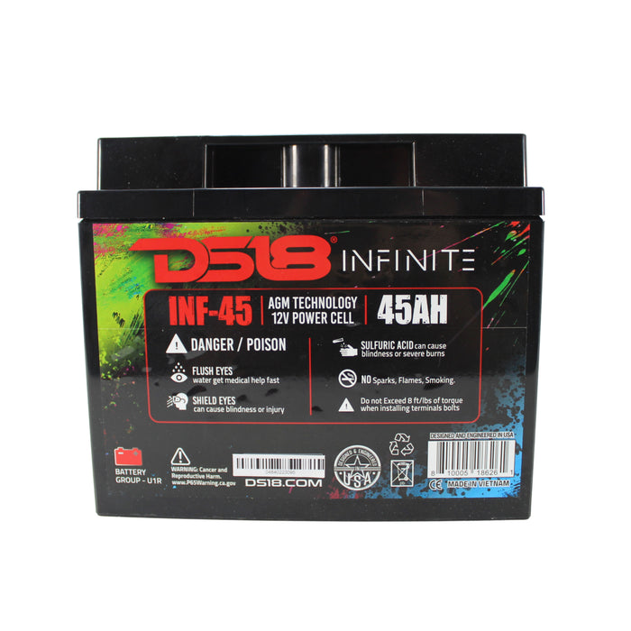 DS18 12V Battery 45AH 1500W AGM Group U1R 675 Amps Non Spillable INFINITE INF-45